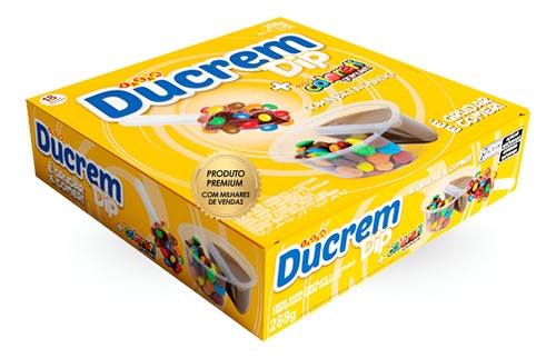 Ducrem Dip Creme Chocolate Avelã Com Confete 18 Unid