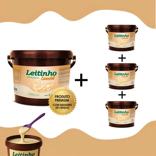Kit 4 Recheio Leitinho 4kg  Ideal Para Bolo E Cupcake