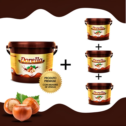 Kit 4 Creme De Avelã Com Chocolate Dorella 4kg Original
