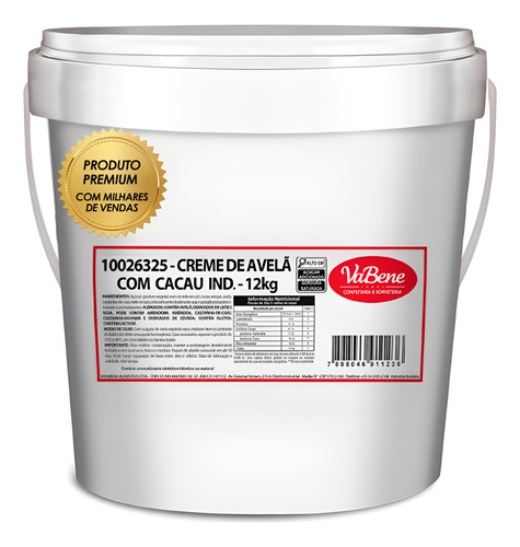 Creme De Avelã Com Cacau 12kg Vabene Food Service