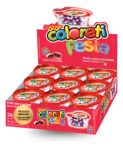 Kit 18 Display Coloreti Festa 18 Unid Doces Individuais 18g