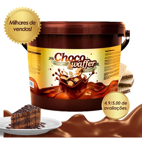 Recheio Choco Waffer 4,2kg Balde Chocolate Cremoso Original